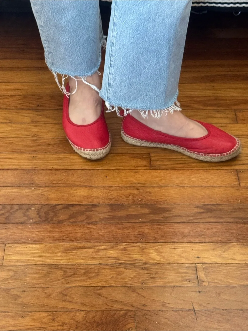 Free People Red Leather Espadrille Flats - Bohemian Summer Shoes - EU 39